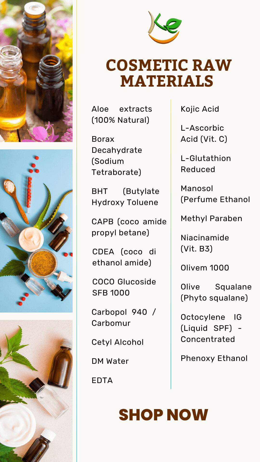 Cosmetic raw materials list