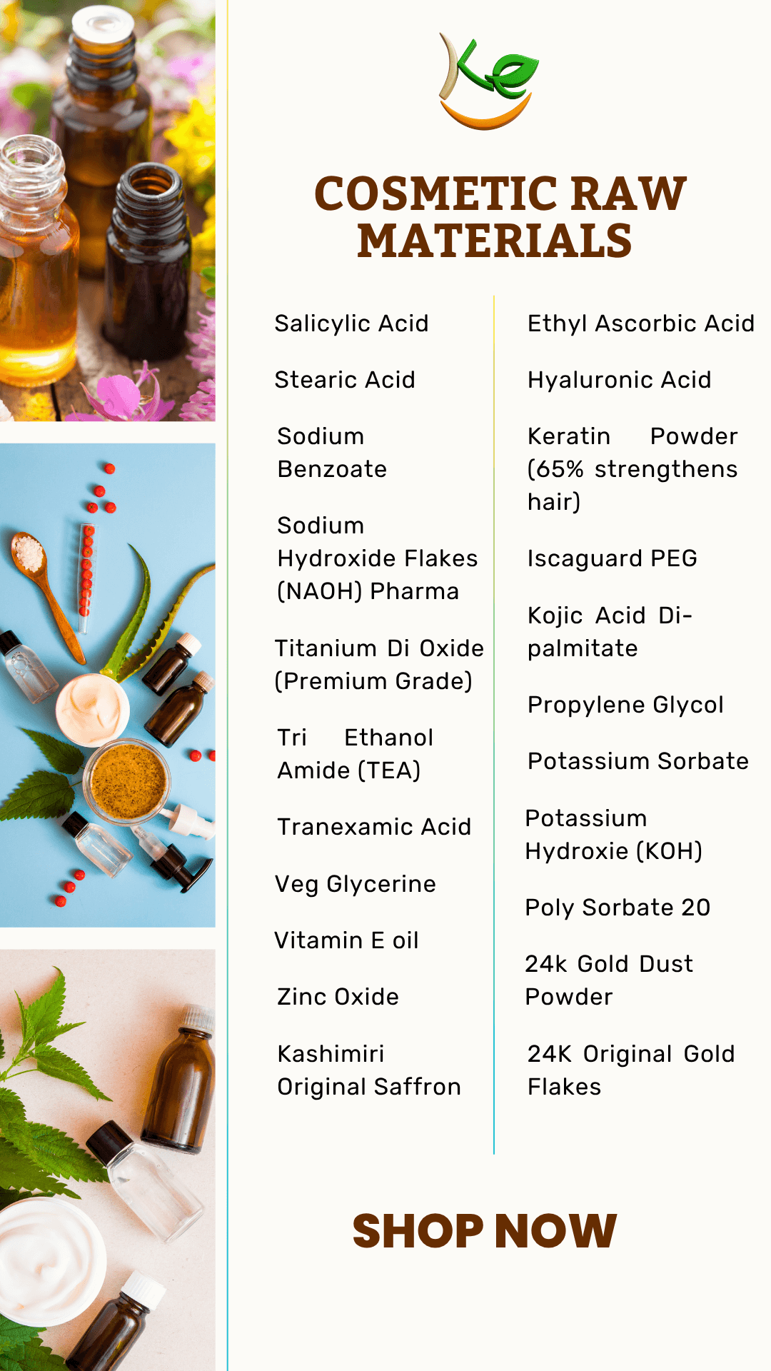 Cosmetic raw materials list