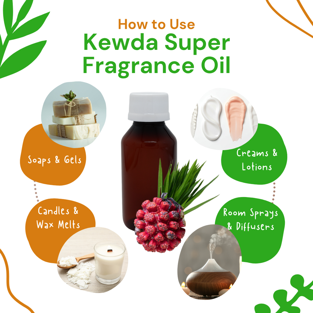 Kewda Fragrance Oil with uses for soaps, candles, creams, and room sprays