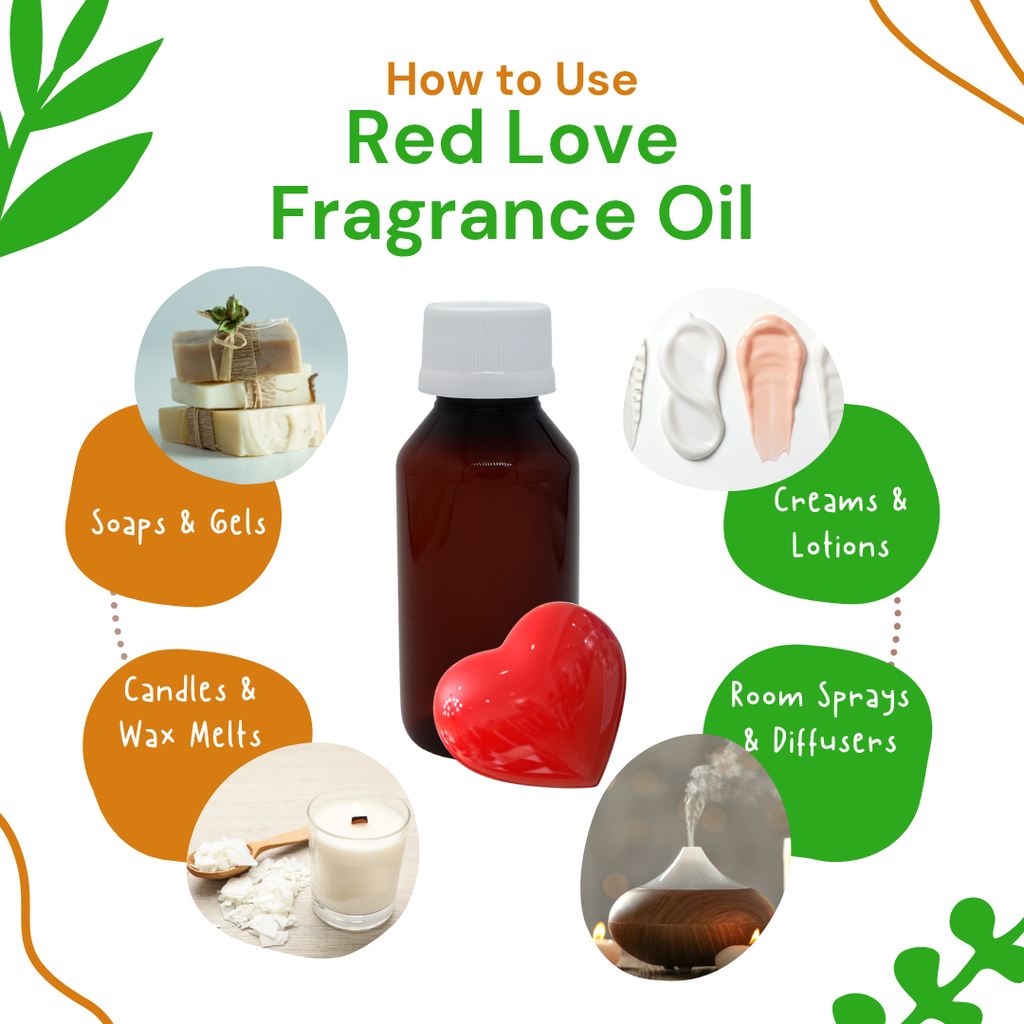 Red Love Fragrance Oil with usage instructions